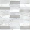 White Carrara & Glass Straight Stack Tile